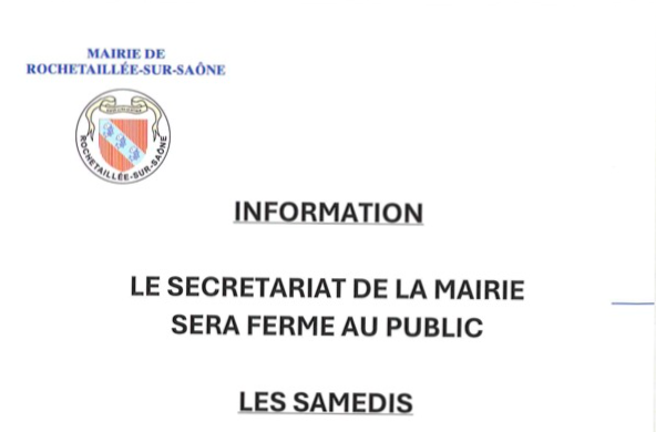 Fermeture du secrétariat de la mairie les samedi de juillet et d'août